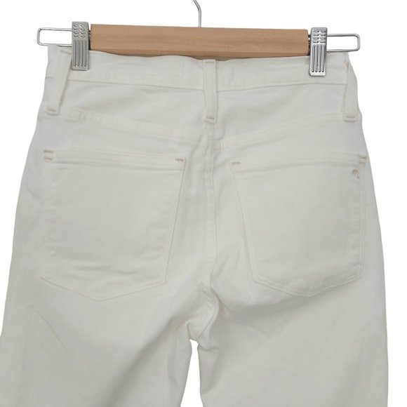 Madewell Jeans Womens 25 White Cali Demi-Boot Raw Hem Stretch Rodeo Cowgirl - Picture 6 of 11